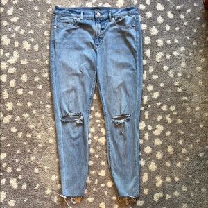 Express Skinny Mid Rise Blue Distressed Women's Jeans